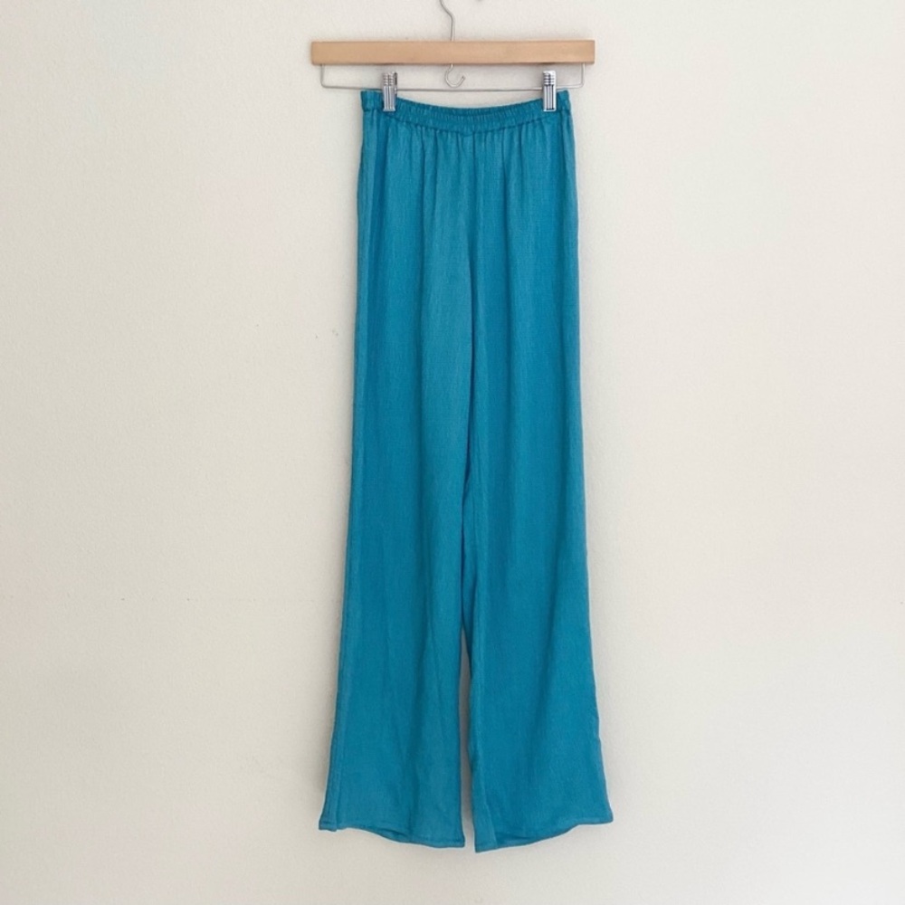 Sally LaPointe Teal Wide-Leg Women’s Pants - Lightweight Pull-On